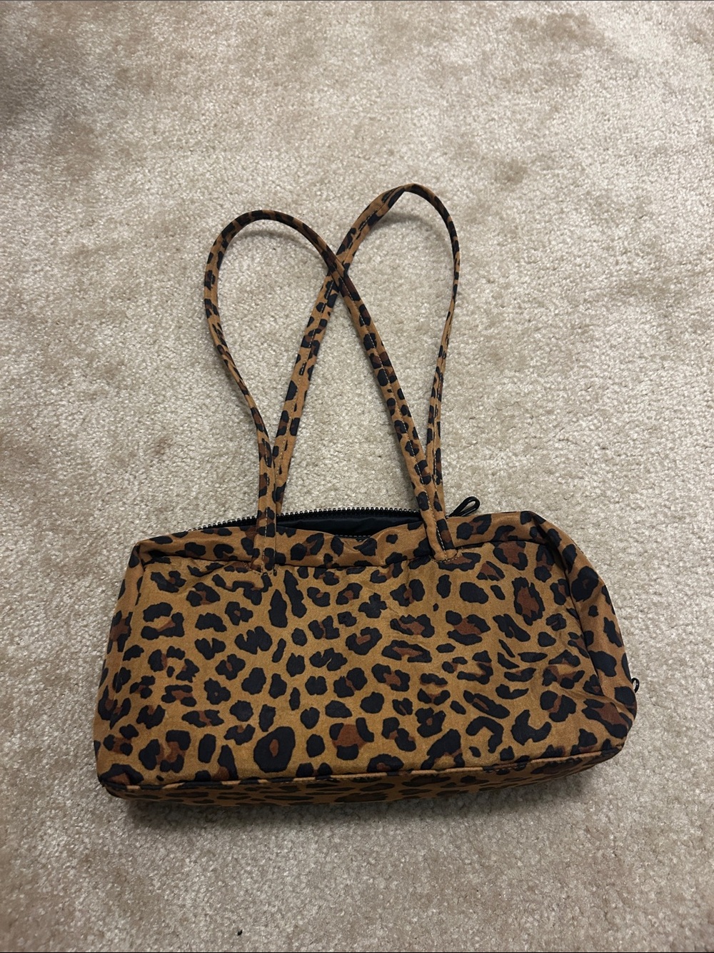 BAGGU Leopard Print Shoulder Bag - Brown and Black - Picture 3 of 3